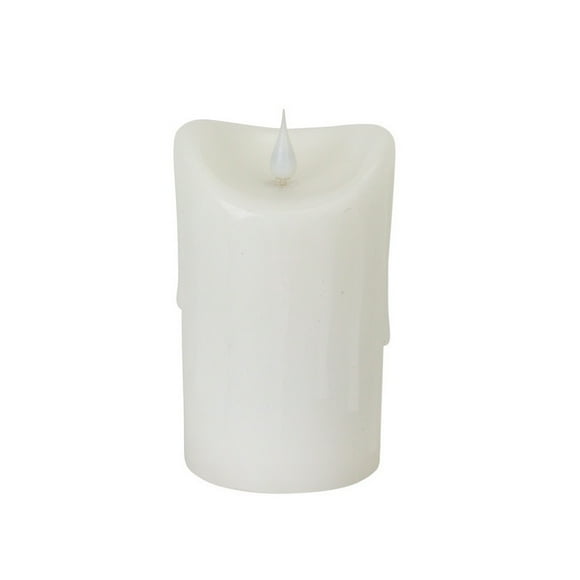 Melrose 5.25" Pre-Lit White Battery Operated Dripping Flameless LED Pillar Candle