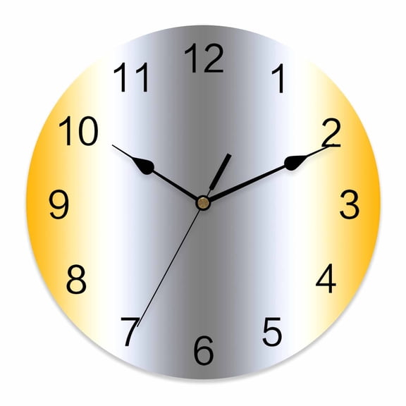 Wall Clock Yellow Grey Clocks PVC Silent Non-Ticking Battery Operated Decorative Abstract Gradient Color Round Clock for Home Living Room Kitchen Bedroom Office School Wall Decor 14 Inch