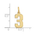 thumbnail image 2 of 14k Yellow Gold Laser-cut Small Satin Sport game Number 3 Charm 18.6x7.5mm Pendant Necklace for Women, 2 of 2
