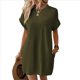 thumbnail image 1 of Vestido Holgado de Corta con Cuello Redondo y Bolsillos, Color Liso, Verde , Talla XL, 1 of 4