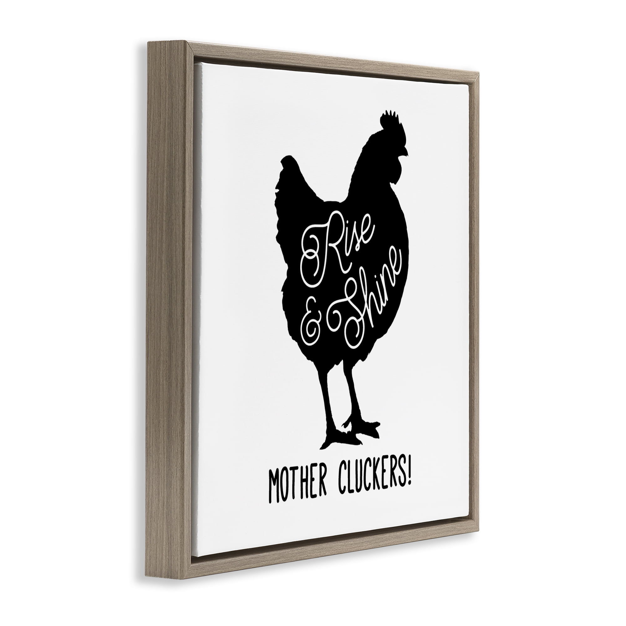 Stupell Industries Sassy Rise & Shine Rooster Animals Painting Brown Floater Framed Canvas Art Print Wall Art, 18 x 18