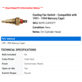 thumbnail image 2 of Cooling Fan Switch - Compatible with 1991 - 1994 Mercury Capri 1992 1993, 2 of 2
