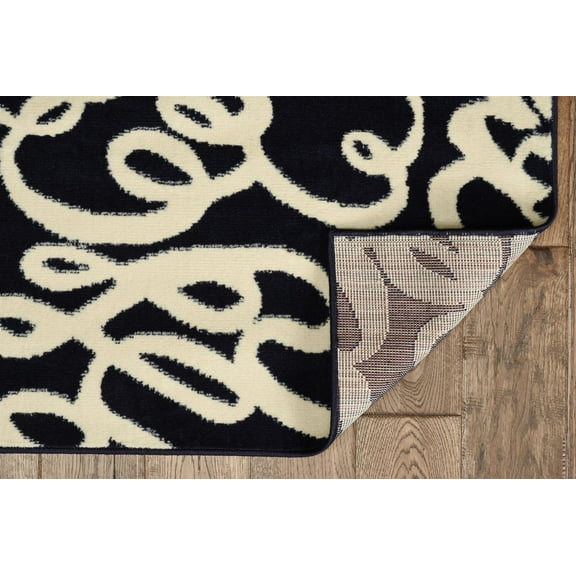 Riverbay Furniture Transitional Polypropylene 4'3"x7'3" Rug in Blue and Bone
