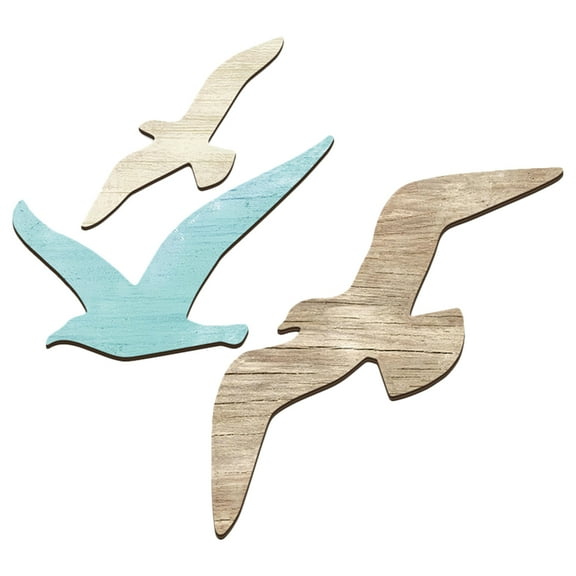 Worgeous 3pcs Wood Seagull Wall Decor Wooden Beach Wall Decor Coastal Theme Wall Art Seagull Wall Sculpture Sea Birds Lake House Mediterranean Ocean Decor