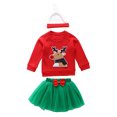 thumbnail image 1 of Opperiaya Ensemble de Vêtements de Noël pour Filles Chandail Rouge Jupe en Fil Vert et Bonnet, 1 of 9