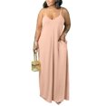 thumbnail image 1 of UKAP Robe Maxi Sans Manches pour Femmes Grande Taille Couleur Unie Robe de Plage Surdimensionnée Abricot TG, 1 of 3