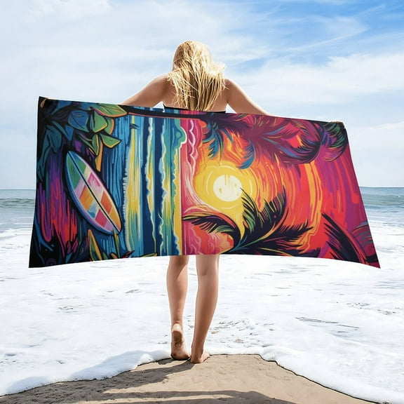 Hawaiian Style Beach Towel – with A Unique Design, Extra Large,XL (32”x 63”) for Kids & Adults