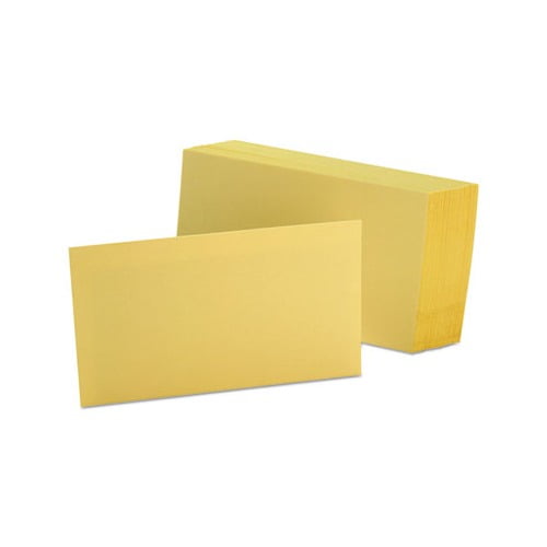 Unruled Index Cards 3 x 5, Canary, 100/Pack
