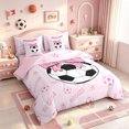 thumbnail image 2 of Manfei Cute Coquette Bowknot 7-Piece Twin Bedding,Modern Soccer Games Bedding Comforter Set,Pink Reversible, 2 of 7