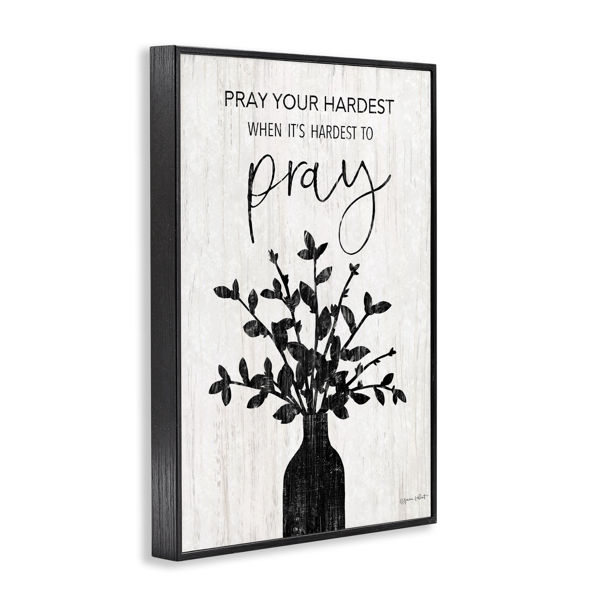 Stupell Industries Pray Your Hardest Religious Painting Black Framed Art Print Wall Art, 20 x 30