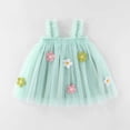 thumbnail image 2 of Robes Décontractées pour Filles Tout-Petits Été en Maille Broderie Florale Sans Manches Robe de Danse Princesse, Vert, 2-3 Ans, 2 of 4