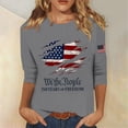 thumbnail image 2 of 250th Anniversary USA Shirts Women 3/4 Sleeve T Shirts Loose American Flag Print Tops Independence Day Patriotic Pullover 4th of July Celebration Party Round Neck 1776-2026 Blouses Gray 3XL, 2 of 5