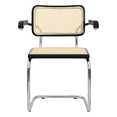 thumbnail image 5 of Breuer Chair Company Marcel Breuer B64 Cesca Cane Cantilever Armchair Arm Chair w/ Chrome Steel Frame Black Wood & Natural Cane (Made in Italy) by Furnish Theory, 5 of 14