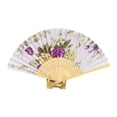 thumbnail image 2 of YAOMOBB Elegant Folding Fan Double Sided Flower Pattern Bamboo Catwalks Lightweight Hand Held Party Props, 2 of 7