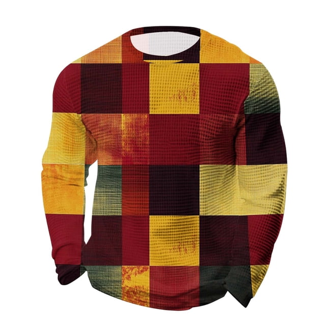 Camisas de Manga Larga Casual Impreso Étnico Cuello Redondo Calle Superior, Camisas de Trabajo de Manga Larga de los Hombres con Cremallera Cuarto para Al Aire Libre