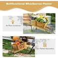 thumbnail image 3 of RONG-3 Wooden Wagon Planter, Small Flower Plant Pot w/Triangular Metal Support, 2 Energy-Saving Handles, Movable Wheel, Wood Wheelbarrow Cart Planter for Garden Backyard Holiday,Walnut, 3 of 7