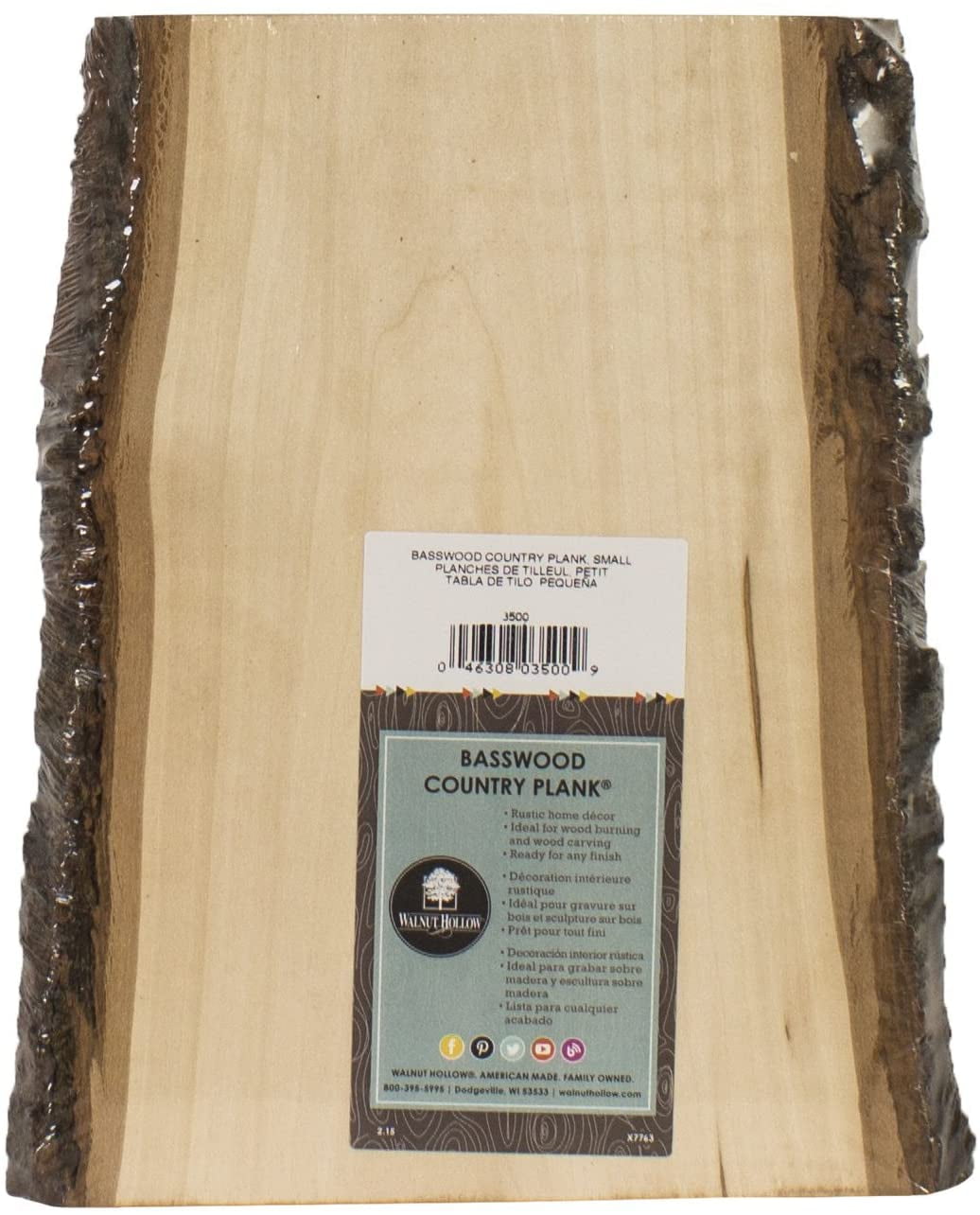 Walnut Hollow Basswood Country Plank, Small