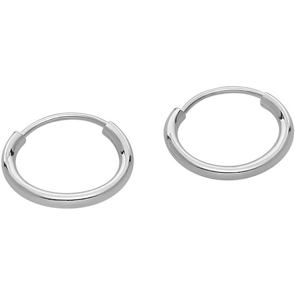 14k White Gold Small Endless Hoop Earrings for Ears, Cartilage, Nose or Lips, 10mm