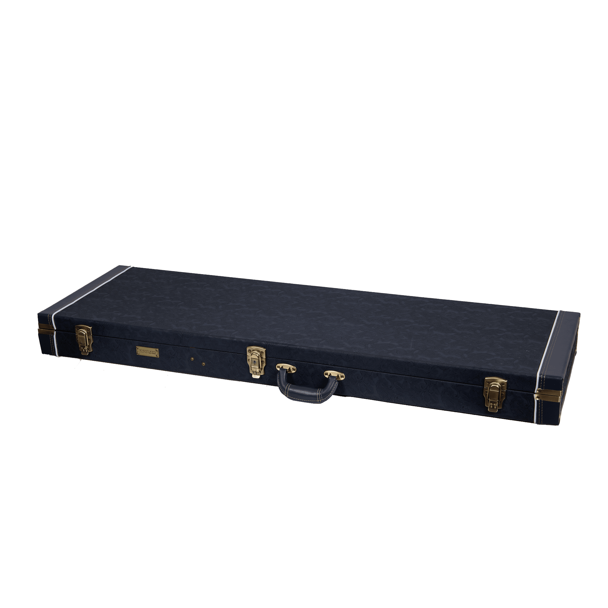 Crossrock Relief Series - Premium Wooden Case for Electric Bass Guitars, featuring a Highly Textured Surface and Mink Imitation Fleece Interior - Ocean Blue