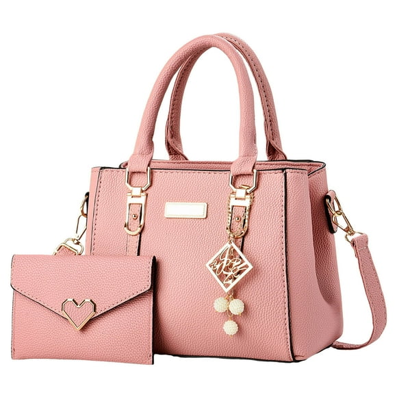 Faraee Women Handbag Wallet Tote Shoulder Hobo Bag Top Handle Satchel Purse Set 2Pcs for Ladies Pink