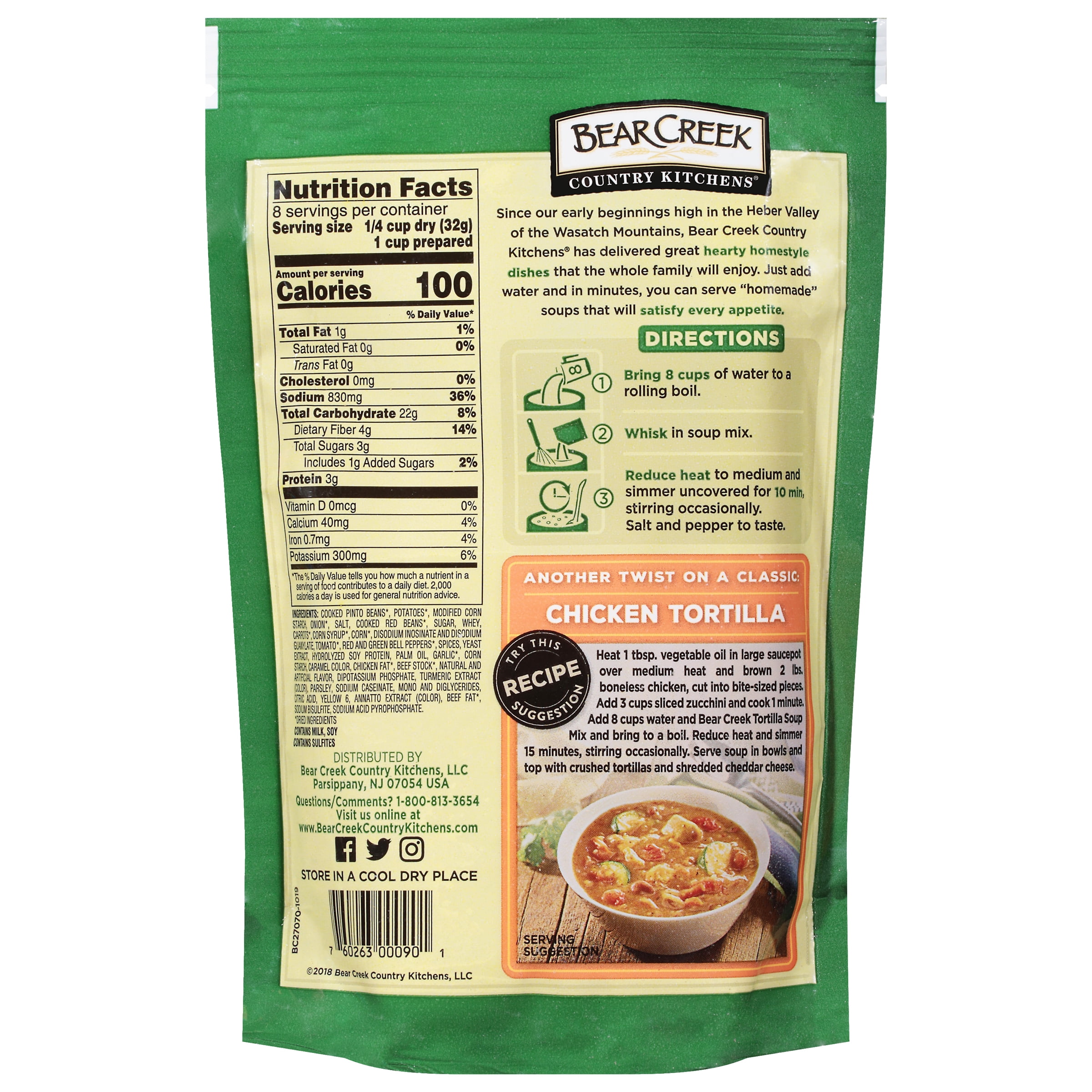 (3 pack) Bear Creek Country Kitchens Tortilla Soup Mix, Family Size, 8.8 oz Pouch