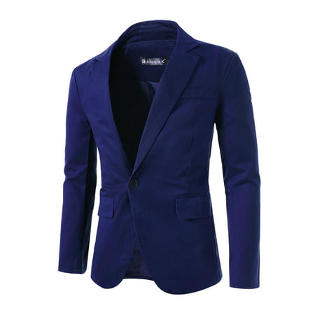 Mens Blue Long Sleeves Single Chest Pocket Fashional Blazer M | Walmart ...