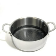 Lexi Home 4.8-Quart Diamond Tri-Ply Non Stick Casserole Pot with Glass Lid Stainless Steel Cookware