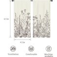 thumbnail image 2 of Rustic Flower Floral Plant Curtains Black White Leaf Rod Pocket Vintage HerbsWomen Wildflower Blossom Botanical NatureClassic Bedroom Living Room Treatment Fabric 2 Panels 42 x 63 Inch, 2 of 6