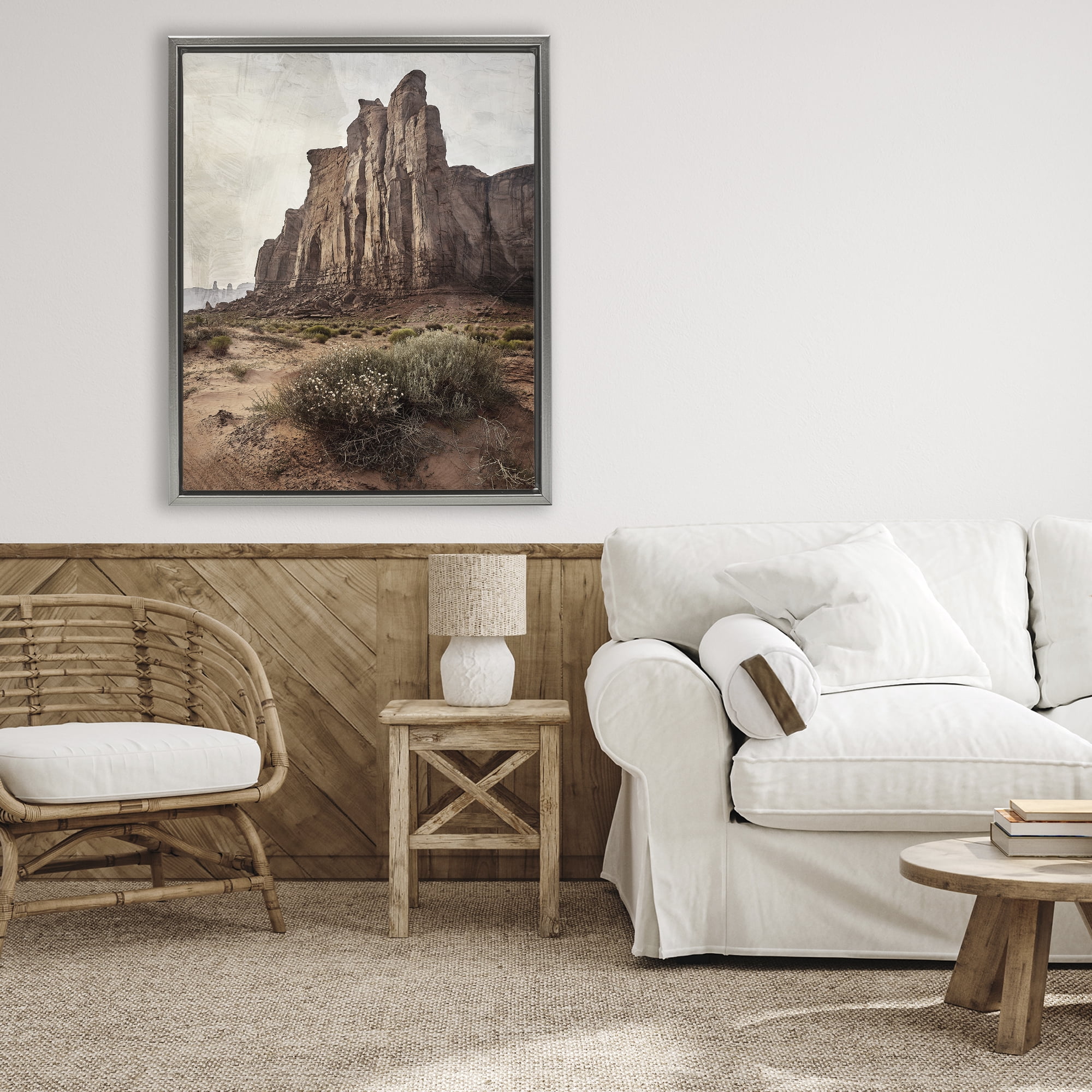 Stupell Industries Desolate Rock View Gray Framed Floater Canvas Wall Art, design by Kim Allen