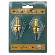 Walker & Williams Gold Extra Long Deep Barrel Strap Locks for Thick Guitar Straps