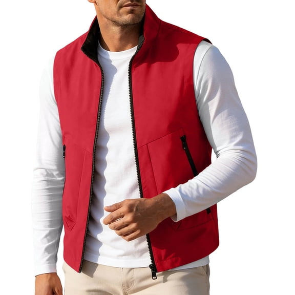 SHTXOZHI Mens Plus Size Zippered Vests Sleeveless Breathable Jackets Casual Outdoor Travel Tops with Zipped Pockets