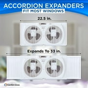 Comfort Zone 9 Twin Window Fan with Auto-Locking Expanders, 2 Speeds, White