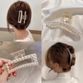 thumbnail image 4 of 4 PCS Large Pearl Hair Claw Clips for Women Girls, Hair Barrette Clamps for Thick Thin Hair, Fashion Hair Accessories Headwear Styling Tools for Party Wedding, 4 of 17