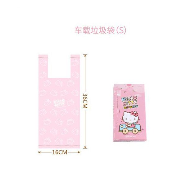 Bolsa de basura de Hello Kitty para coche, bolsa de plástico para el hogar, reutilizable, con estampado de dibujos animados, para supermercado, Boutique, Mini