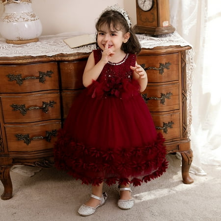 

Girl Pageant Dress Girls Elegant Lace Tulle Baptism Wedding Princess Gown Party Dresses