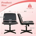 thumbnail image 6 of Criss Cross Chair, Armless Vanity Chair Cross Legged Office Chair, Adjustable Wide Swivel Desk Chair for Home Office No Wheels, Black, 6 of 7