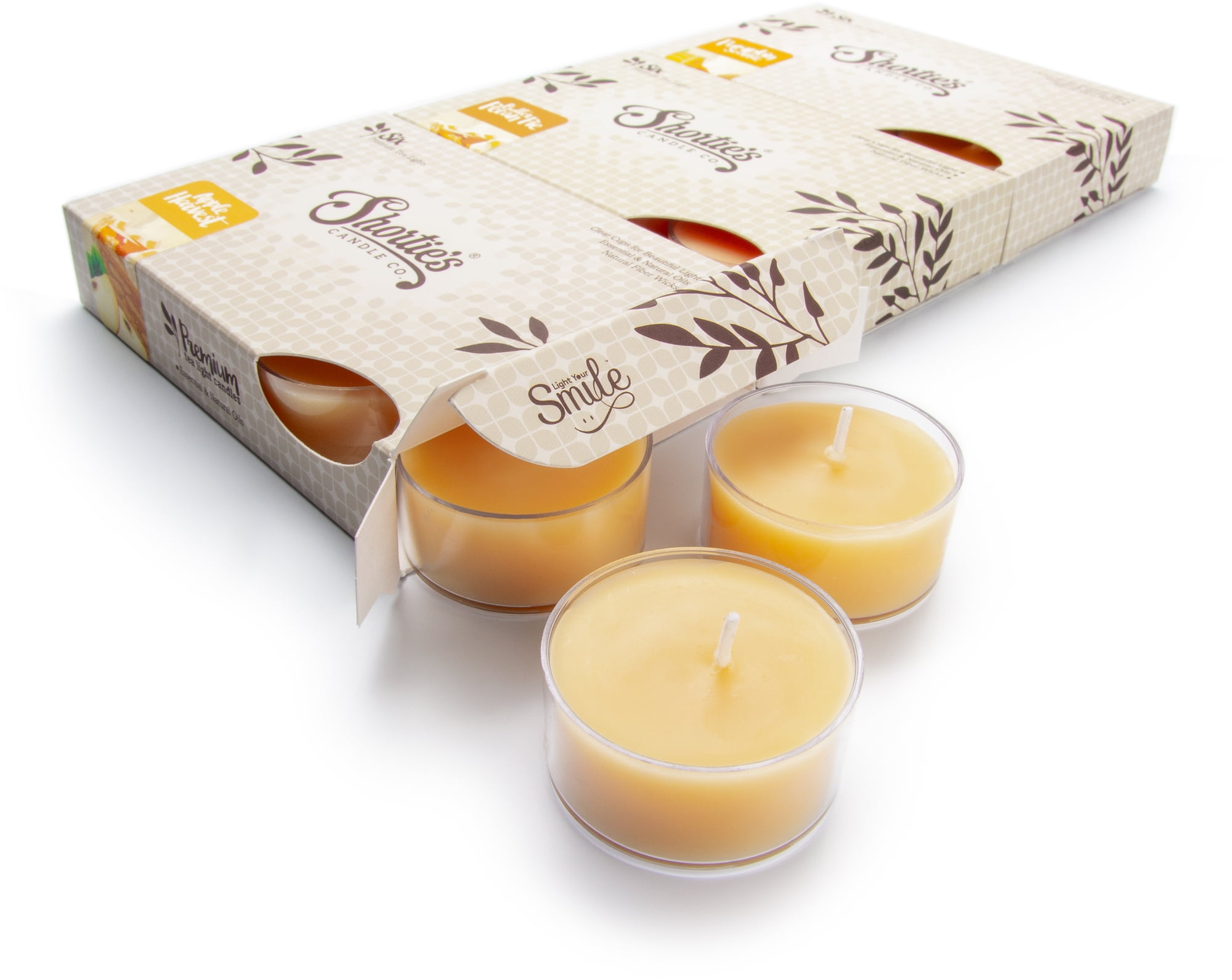 Fall Tealight Candles Variety 3 Pack - 18 Premium Scented Tea Lights - Pumpkin Souffle, Butter Pecan Pie, Apple Harvest - Shortie's Candle Company