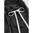 thumbnail image 4 of Womens Black 2 Washed Denim Mini Skirt With White Bow-Tie Pocket Details, 4 of 8