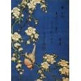 thumbnail image 2 of Hokusai 24x32 White Modern Wood Framed Museum Art Print Titled - Weeping Cherry And A Bullfinch, 2 of 4