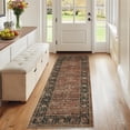 thumbnail image 1 of Floral Kitchen Rugs 2x6, Washable Non Slip Distressed Print Entryway Mat Ultra Thin Low Pile Runner Rug for Hallway Laundry Bathroom, Brick Brown, 1 of 8