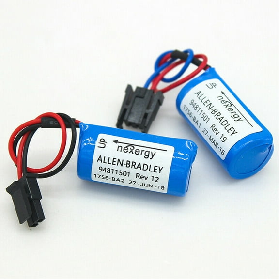 2-Pack 1756-BA2 3V Replacement Lithium Battery with Plug for 1756-BA2 BR2/3A-AB 1745-B1