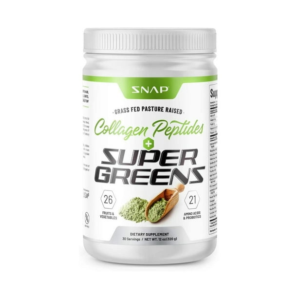 Snap Supplements Organic Collagen Peptides Super Greens Powder Grass