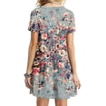 thumbnail image 4 of Sakmal Crew Neck Womens Dresses Mid-Length Loose Fit Floral Basic Short Sleeve Sundress, 4 of 5