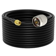 Antenna RF Coaxial Cable 49.2 Ft Low Loss RG58 N Male to SMA Male and Two-Way Radio Applications Pure Copper Cable for  WiFi/RF Radio to Antenna