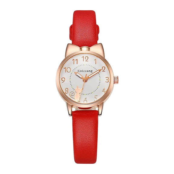 Resicozy Watches for Women 2026 Classic Quartz Watch with Leather Strap Vintage Small Face Round Watches Birthday Gift for Ladies Red