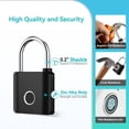 thumbnail image 2 of RYALOCK fingerprint padlock, made of zinc alloy material IP65 waterproof and weatherproof padlock, with fingerprint recognition function, suitable for fence doors, gym storage cabinets, 2 of 8