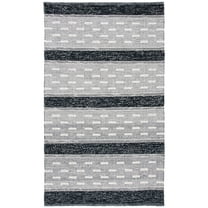 SAFAVIEH Striped Kilim Percival Striped Cotton Area Rug, Black/Ivory, 8' x 10'