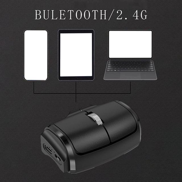 Ratón con anillos para los dedos, Mini ratón óptico, silencioso, ligero, portátil, ergonómico, para PC, escritorio de oficina, ordenador portátil en Negro