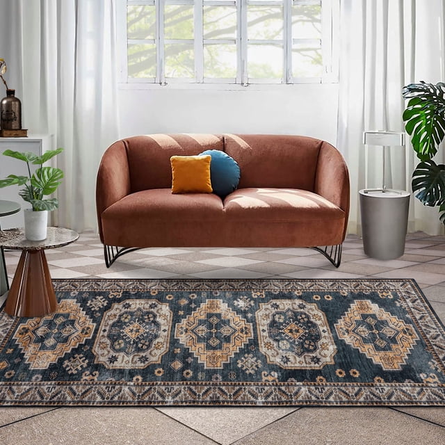 Runner Rug, Washable Runner Rug Non-Slip Area Rug, Stain Resistant Floor Carpet for Hallway Kitchen Doorway Bedside