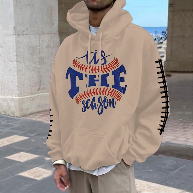 MHFRRA Sudadera con Capucha para Hombre con Estampado de Fútbol, Informal, Holgada, para Uso Diario, Cómoda y Cálida Caqui